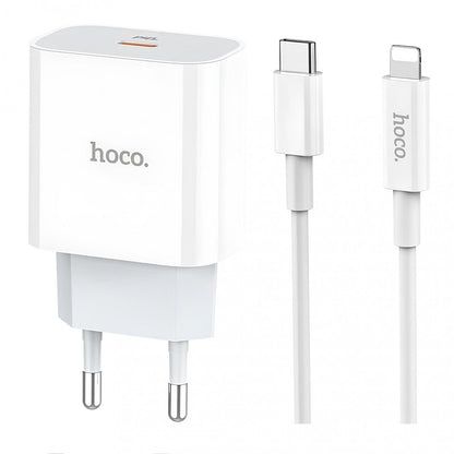 Home Charger | 20W | PD3.0 | C to Lightning Cable (1m) — Hoco C76A — White