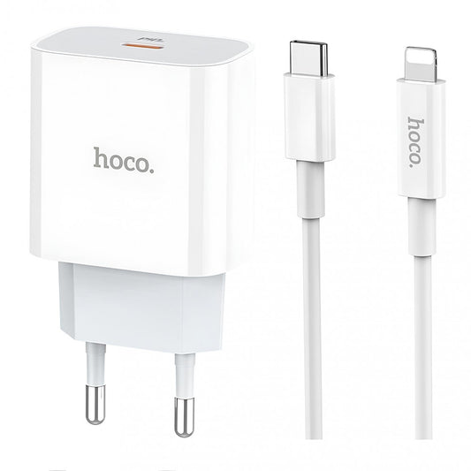 Home Charger | 20W | PD3.0 | C to Lightning Cable (1m) — Hoco C76A — White