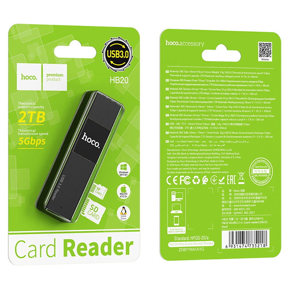 Card Reader — Hoco HB20 (USB3.0)  — Black