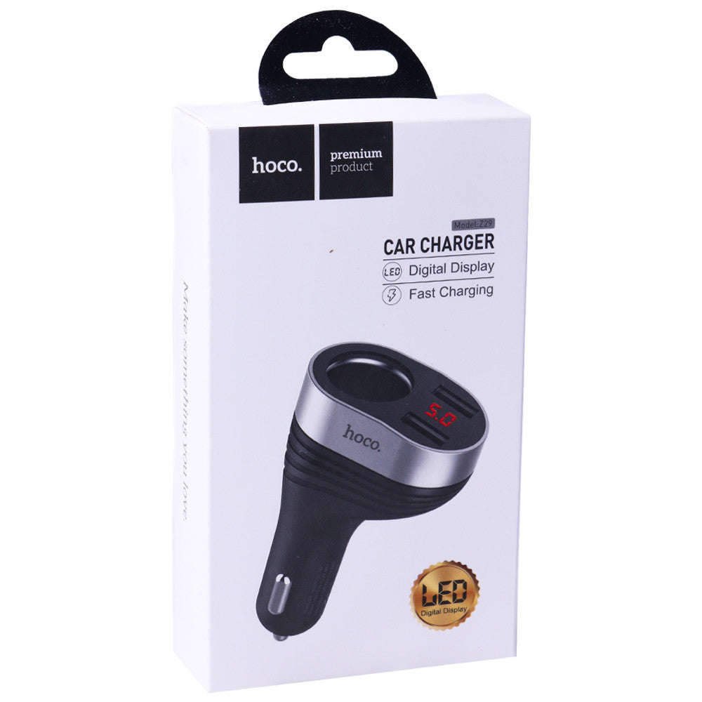 Car Charger | 3.1A | 2U | Digital Display — Hoco Z29  Black