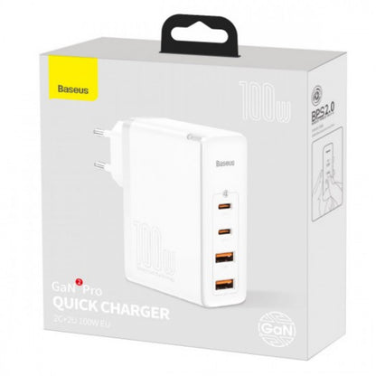 Home Charger | 100W | GaN2 | 2U | 2C — Baseus (CCGAN2P-L) Pro Quick Charger — CCGAN2P-L02 White