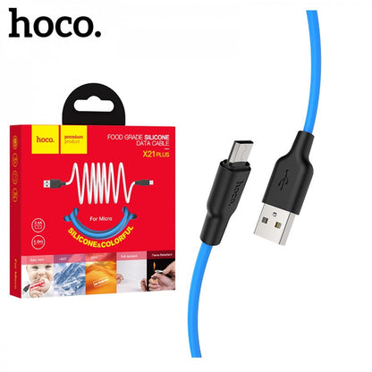 Кабель Micro 2.4A (1m) — Hoco X21 Plus Silicone — Blackblue