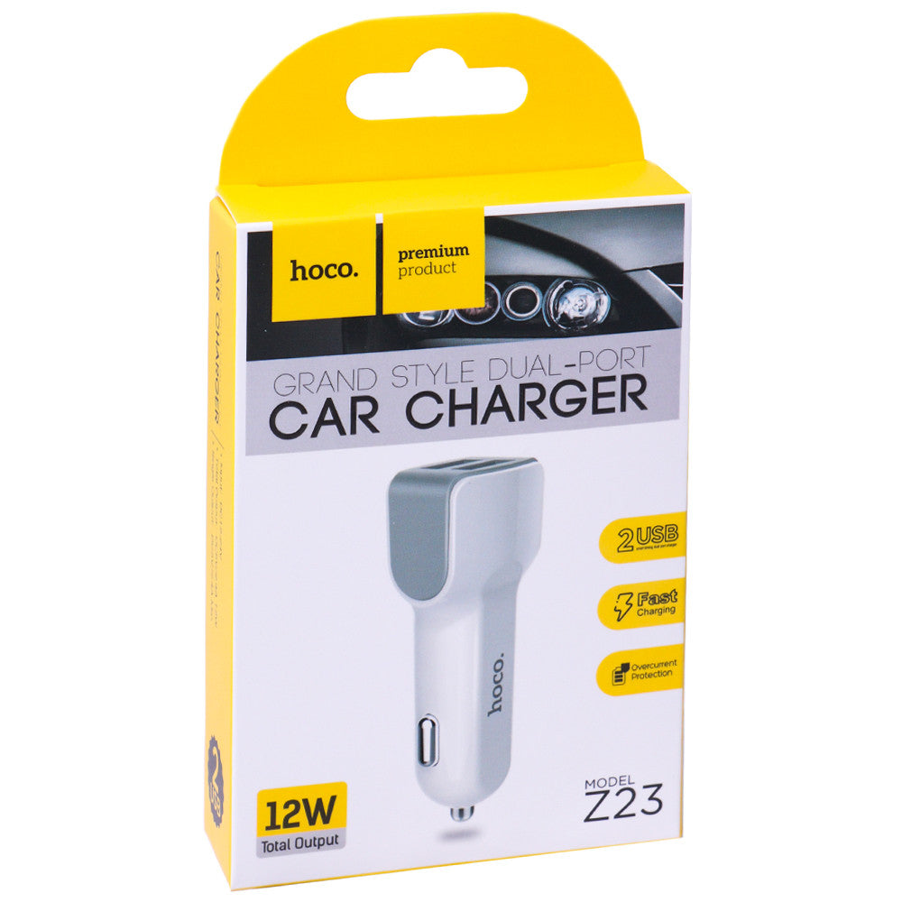 Car Charger | 2.4A | 2U — Hoco Z23 White