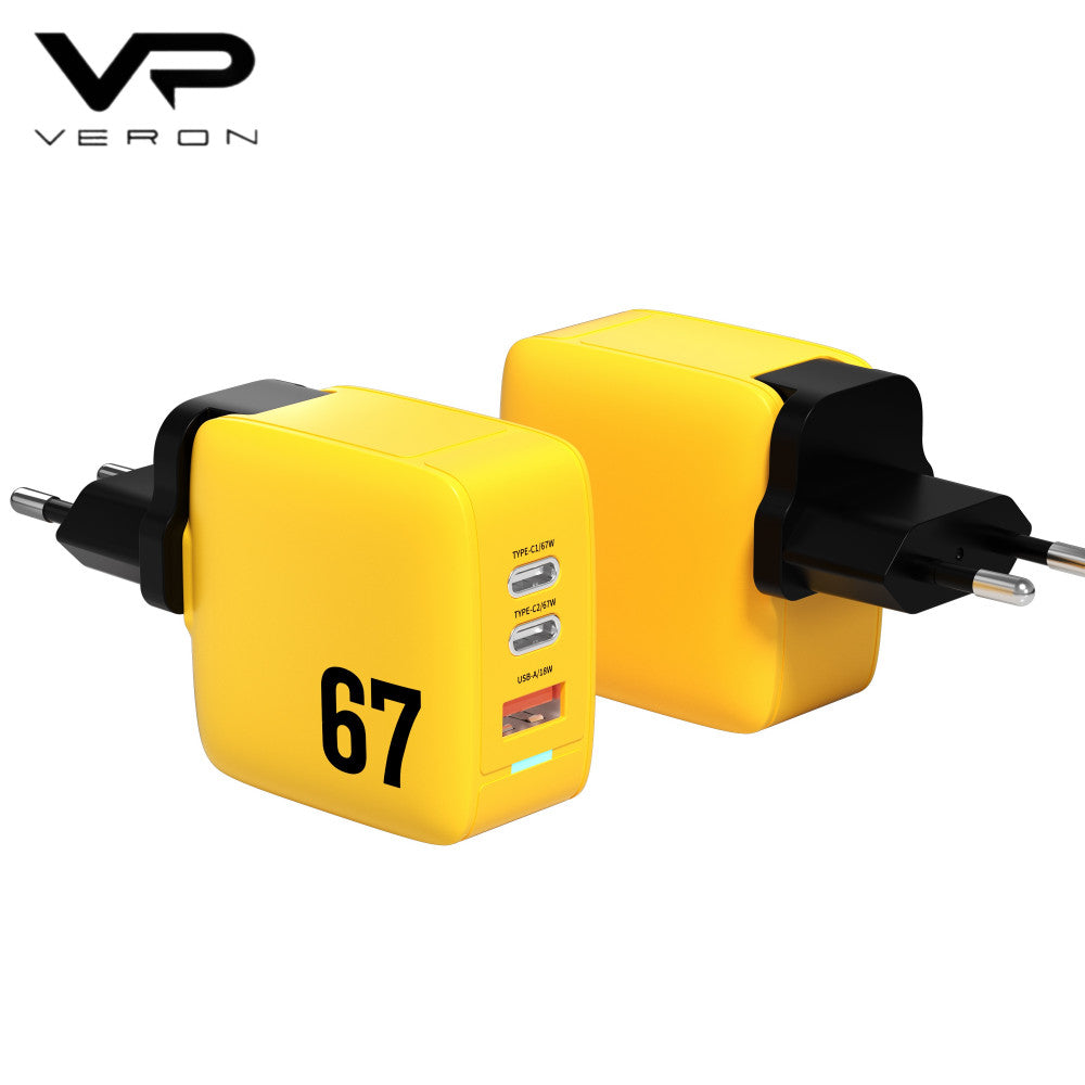 Home Charger | 67W | GaN | 2 PD | QC3.0 — Veron TC-67