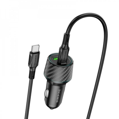 Car Charger | 30W | PD | QC3.0 USB C Cable (1m) — Borofone BZ21 — Black