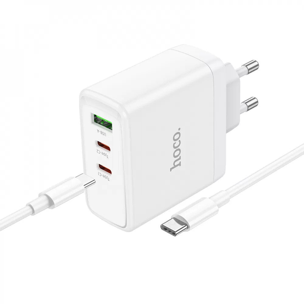 Home Charger | 30W | PD | QC3.0 | C to C Cable (1m) — Hoco N30 — White