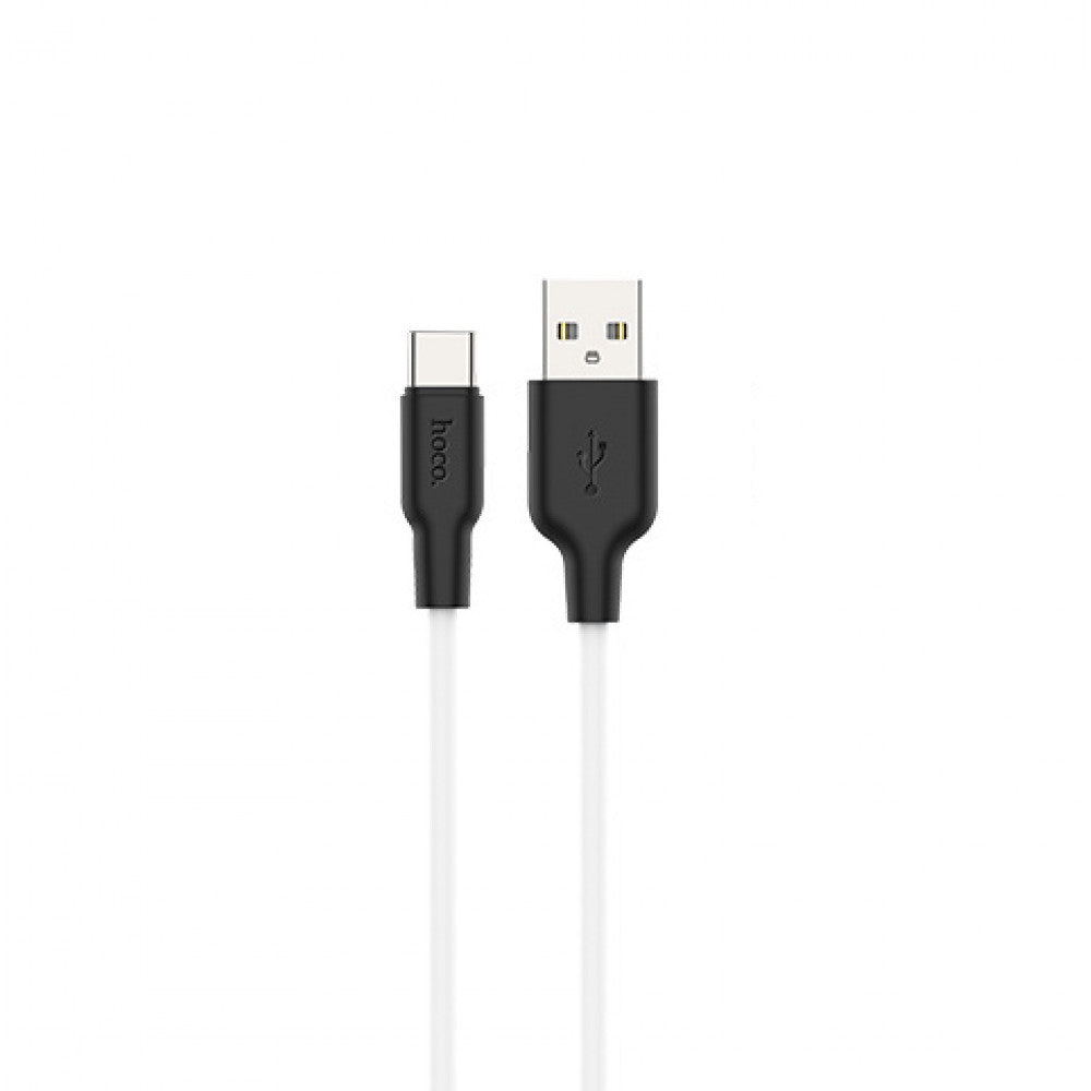 Кабель USB C 2.4A (1m) — Hoco X21 Plus Silicone — Black & white