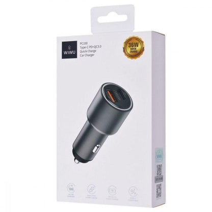 Car Charger | 35W | PD | QC3.0 — WiWU PC100 — Grey