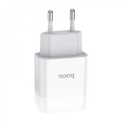 Home Charger | 2.4A | 2U | Lightning Cable (1m) — Hoco C73A — White