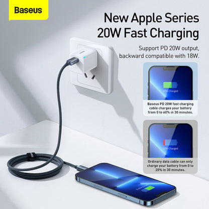 Кабель USB C to Lightning 20W (1.2m) — Baseus (CAJY0002) Crystal Shine Series — CAJY000203 Blue