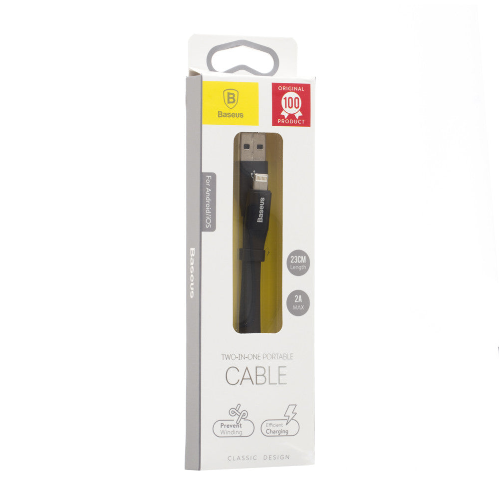 Кабель Lightning 2A (0.23m) — Baseus (CALMBJ-B01) Nimble Portable Black