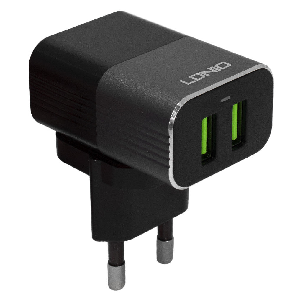 Home Charger | 2.4A | 2U | Micro Cable (1m) — Ldnio A2206Q Silver