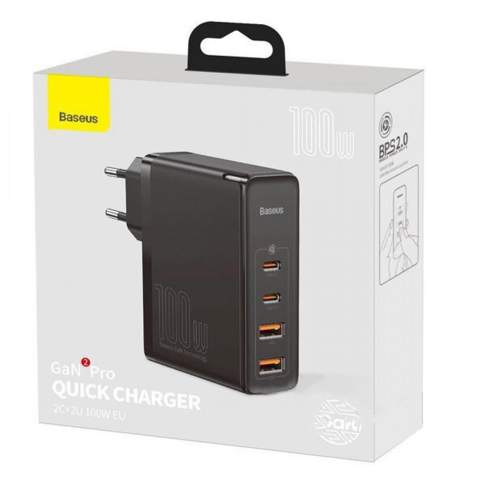 Home Charger | 100W | GaN2 | 2U | 2C — Baseus (CCGAN2P-L) Pro Quick Charger — CCGAN2P-L01 Black