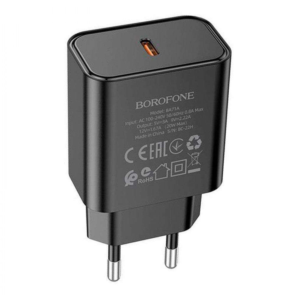 Home Charger | 20W | PD — Borofone BA71A — Black