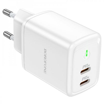 Home Charger | 35W | 2 PD3.0 | C to C Cable (1m) — Borofone BN9 — White