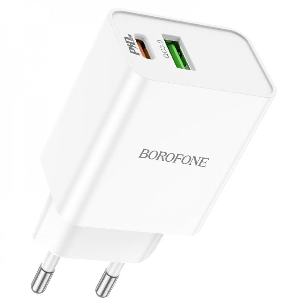 Home Charger | 20W | PD | QC3.0 | C to Lightning Cable (1m) — Borofone BA69A — White