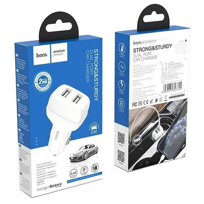 Car Charger | 2.4A | 2U — Hoco Z36 — White