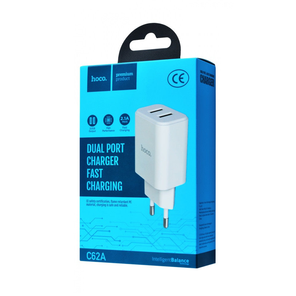 Home Charger | 2.1A | 2U — Hoco C62A White