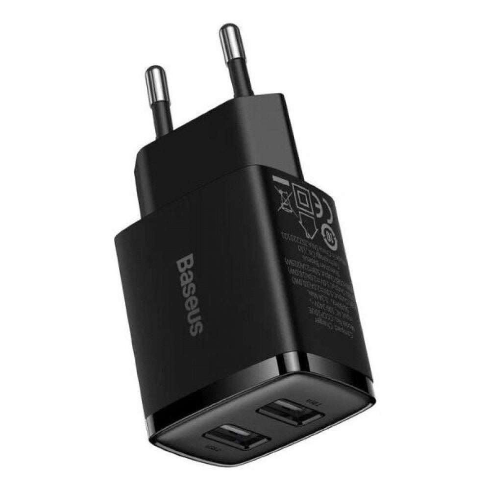 Home Charger | 10.5W | 2U — Baseus (CCXJ010) Compact Charger — CCXJ010201 Black