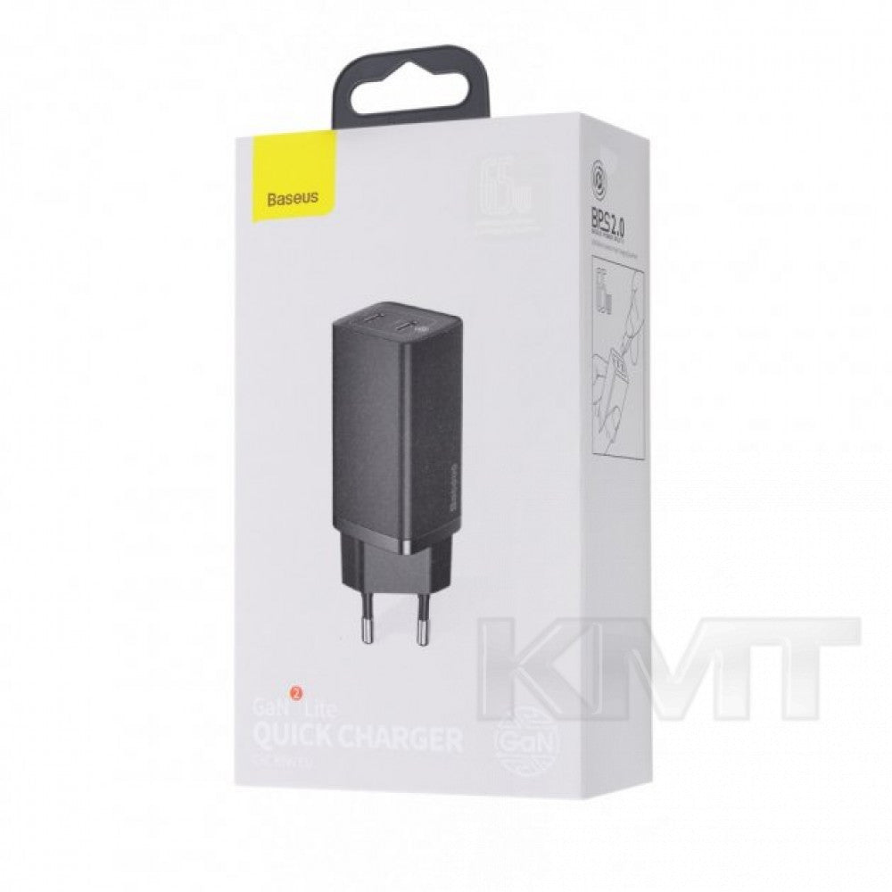 Home Charger | 65W | GaN2 | 1U | 1C — Baseus (CCGAN2L-B) Lite Quick Charger — CCGAN2L-B01 Black