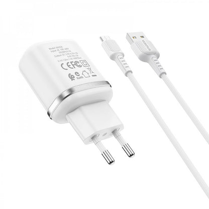 Home Charger | 18W | QC3.0 | Micro Cable (1m) — Borofone BA36A — White