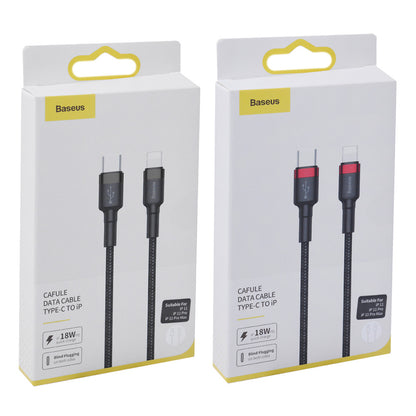 Кабель USB C to Lightning 18W PD (1m) — Baseus (CATLKLF) Cafule Series — CATLKLF-G1 Gray & Black