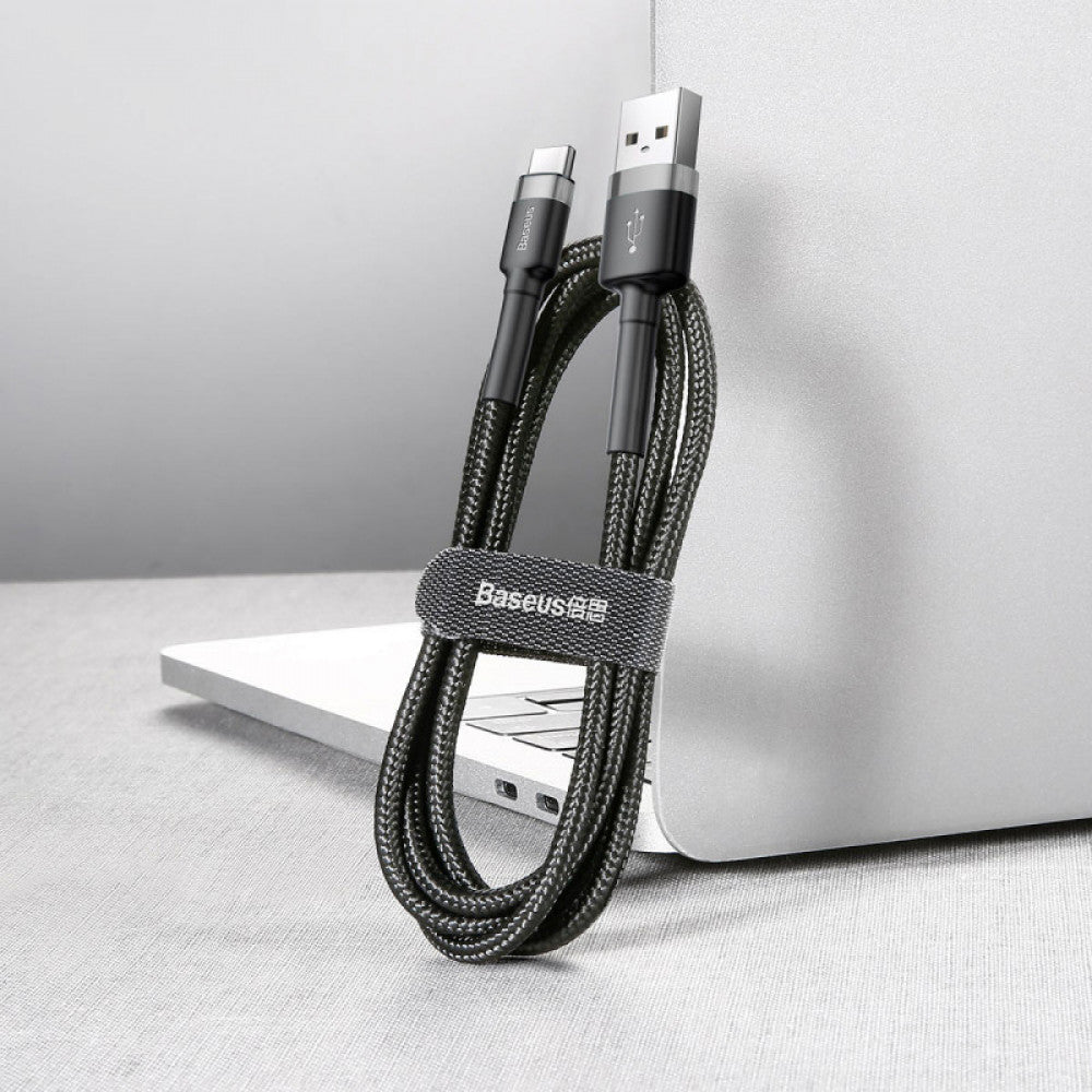 Кабель USB C 3A (0.5m) — Baseus (CATKLF-A) Cafule Series — CATKLF-AG1 Gray + Black