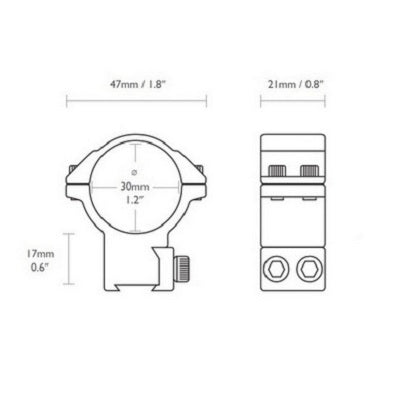 Кольца Hawke Reach Forward 30mm/9-11mm/High extension 2" (22123)