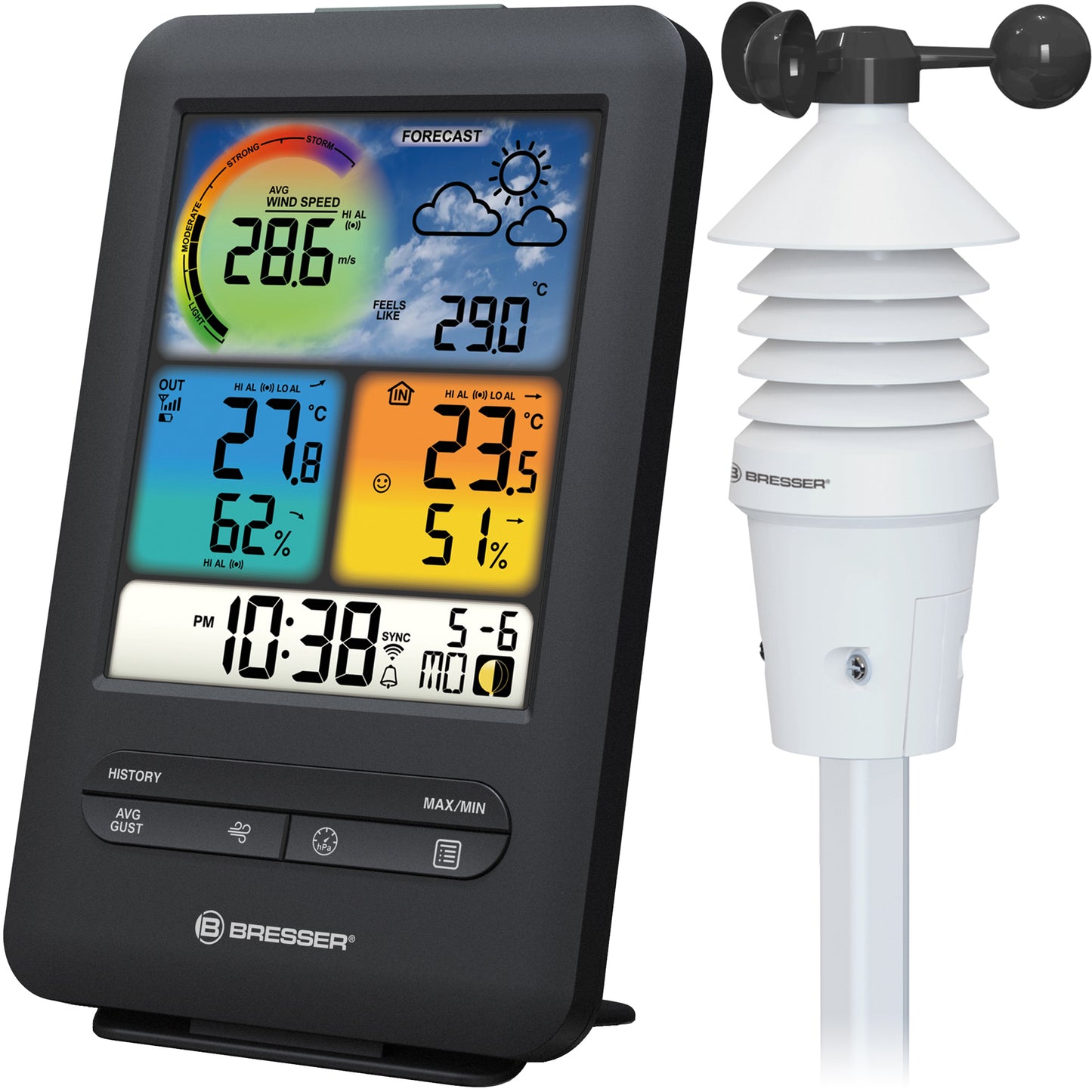 Метеостанція Bresser WIFI Colour 3-in-1 Wind Sensor Black (7002535)