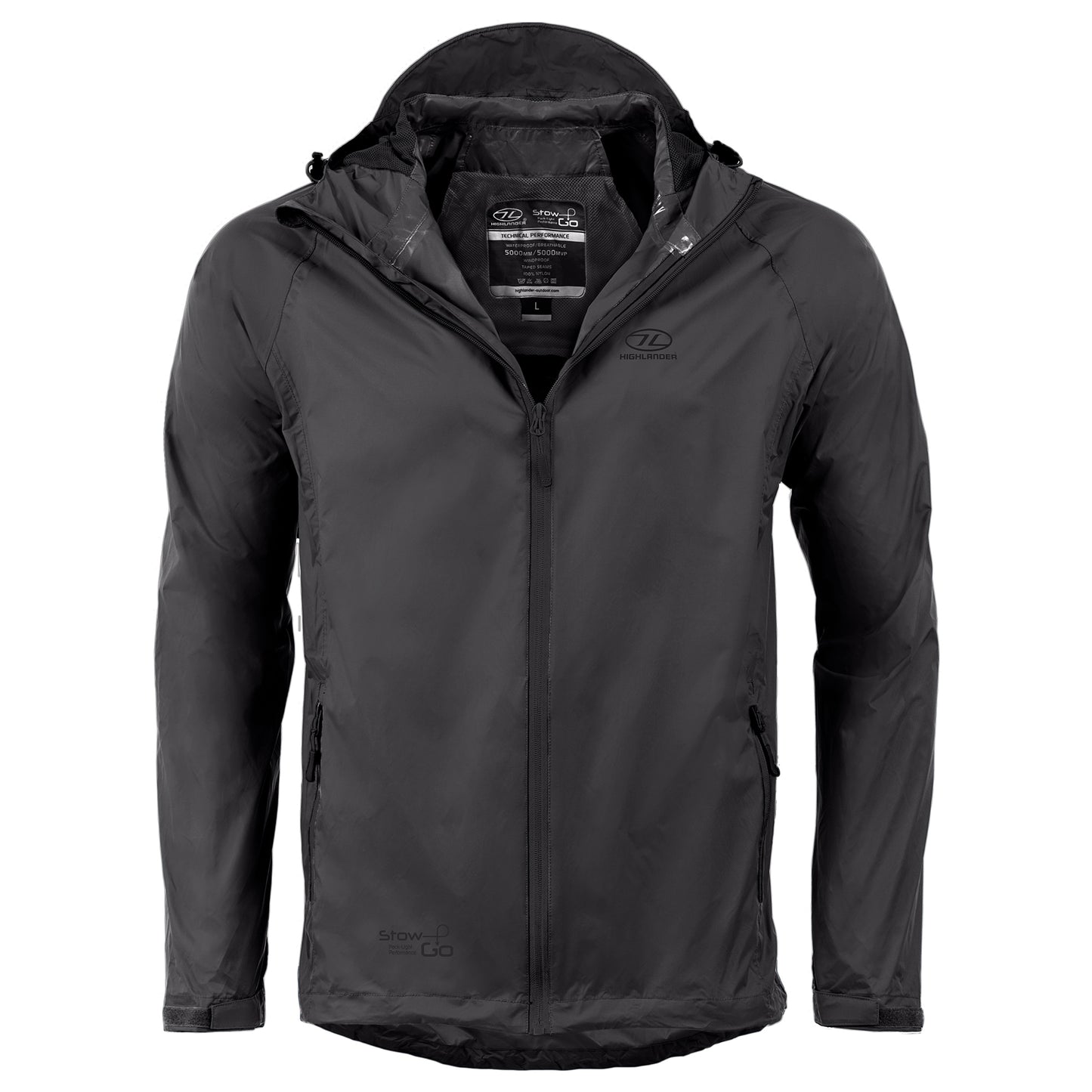 Вітровка чоловіча Highlander Stow &amp; Go Pack Rain Jacket 6000 mm Black M (JAC077-BK-M)