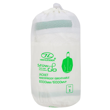 Вітрівка жіноча Highlander Stow & Go Pack Away Rain Jacket 6000 mm White S (JAC077L-WE-S)